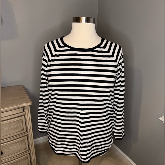 MICHAEL Michael Kors Black and White Striped Top Size XL - Picture 1 of 4